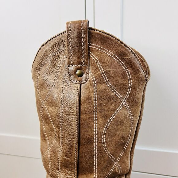 Nurture Brown Marbled Leather Pull on Country Western Cowgirl Boots Boho Size 6M - Picture 5 of 9